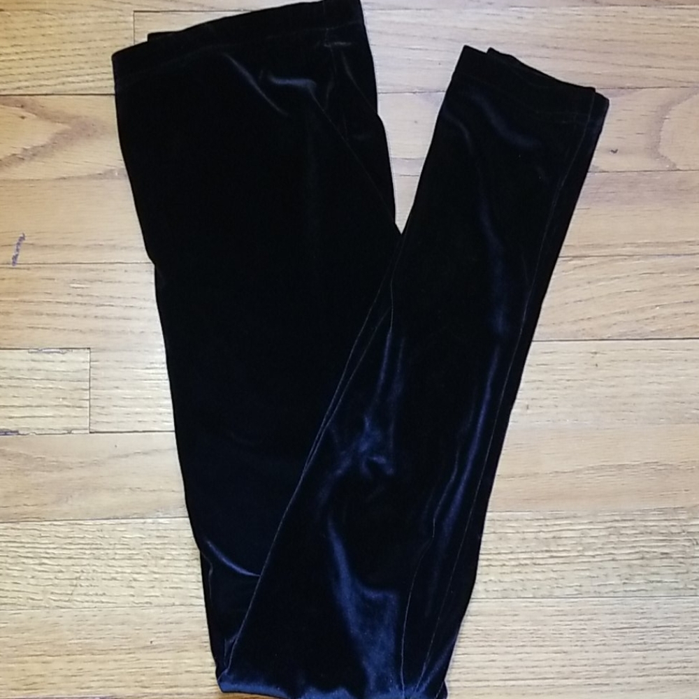 Black Newport News Velvet Leggings Size Small